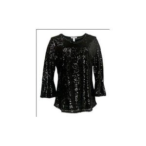 ISAAC MIZRAHI LIVE  BLACK SPECIAL EDITION SEQUIN TOP MEDIUM  NEW